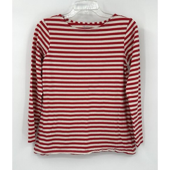 GUDRUN SJODEN t shirt tee striped boat neck 100% organic cotton casual red XS - Picture 2 of 7